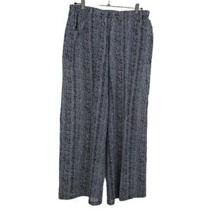 Gideon Oberson Silk Pants Womens Large Black Wide Pull On Beach Cover Up Israel